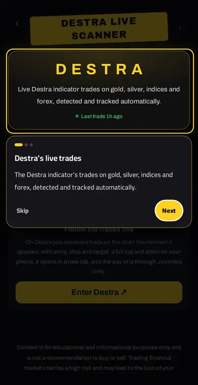 DESTRA LIVE SCANNER — صفقات مؤشر Destra مباشرة