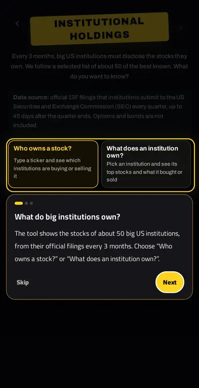 INSTITUTIONAL HOLDINGS — ملكية المؤسسات الكبرى للأسهم