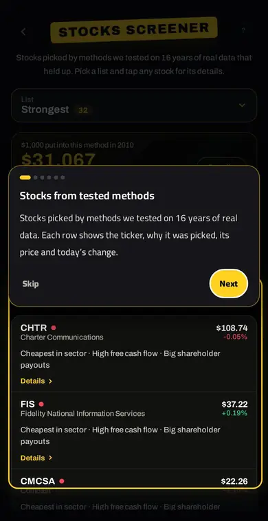STOCKS SCREENER — فلتر الأسهم الأمريكية