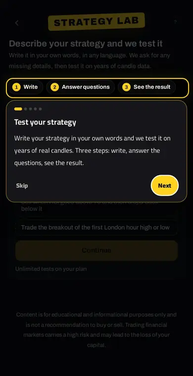 STRATEGY LAB — باك تست للاستراتيجية بدون برمجة